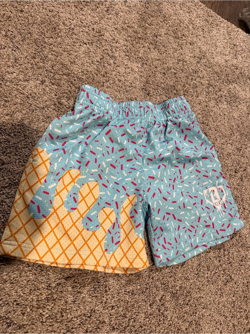 Kids Blue Ice Cream Cone Print Swim Shorts